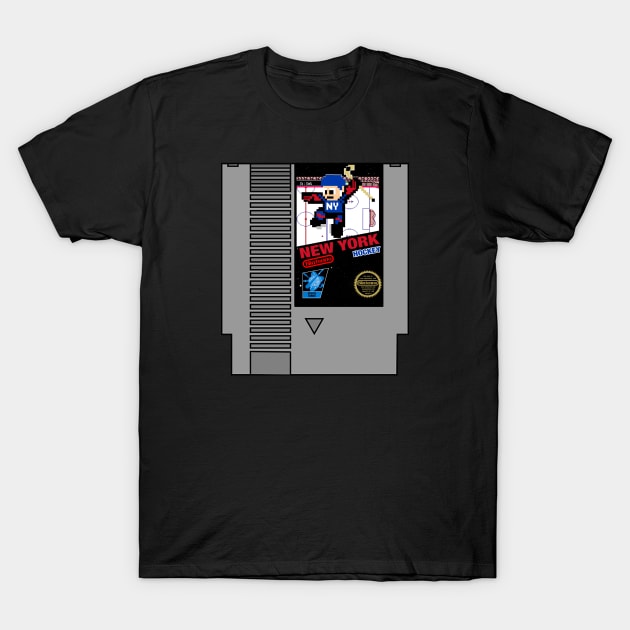 New York Hockey 8 bit cartridge design T-Shirt by MulletHappens